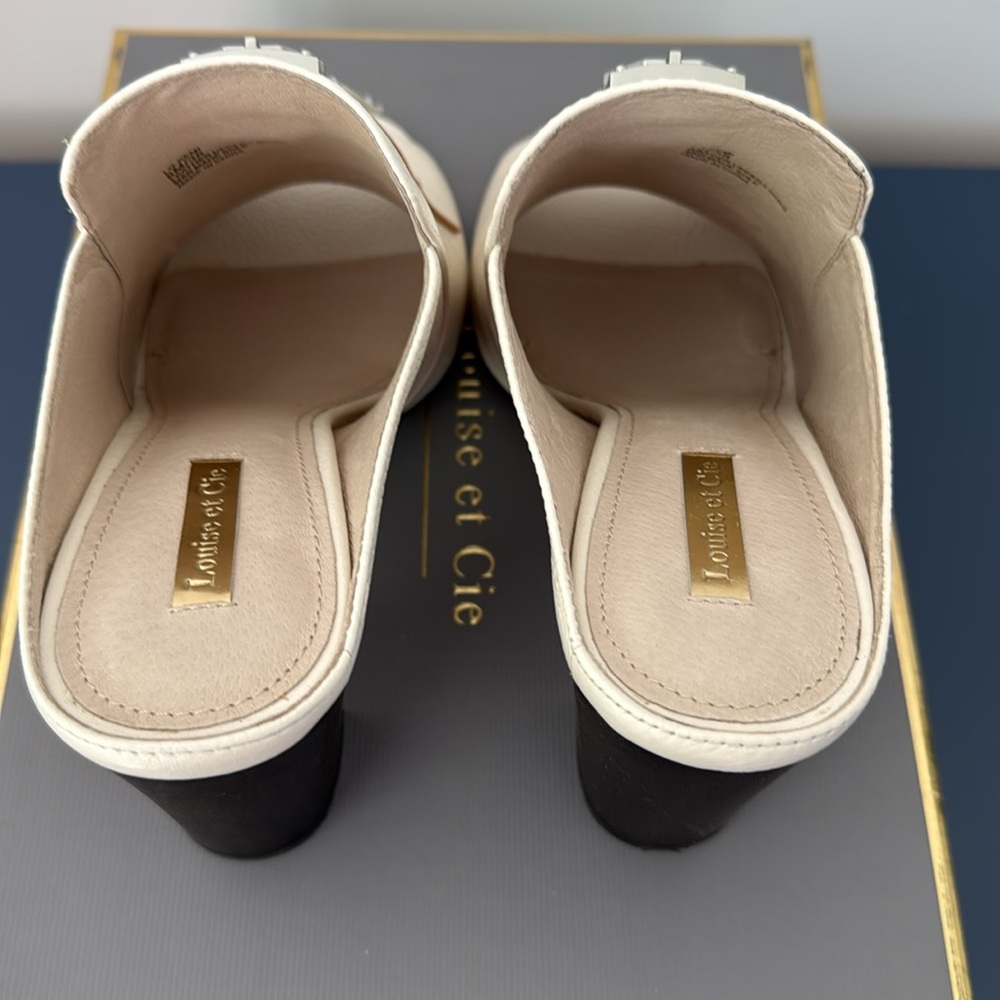 “LOUISE et CIE” Lokemi BEAUTIFUL Cream Leather Mule - Picture 6 of 6